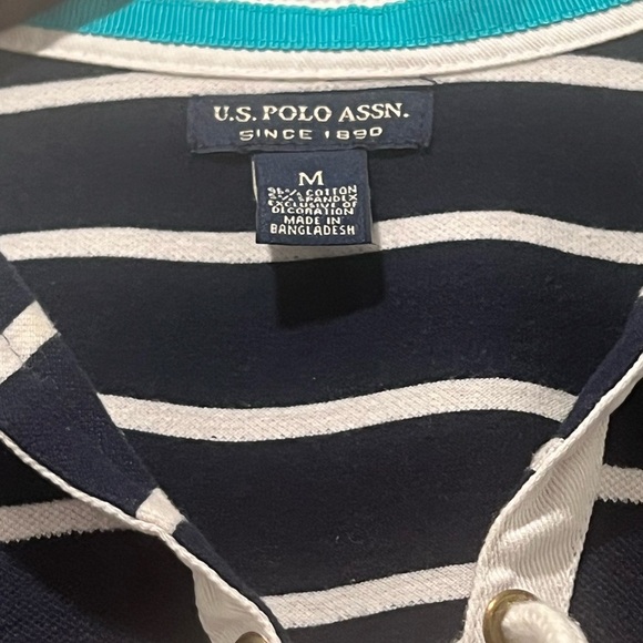 U.S. Polo Assn. Black and White Sporty Striped Polo - Picture 2 of 4